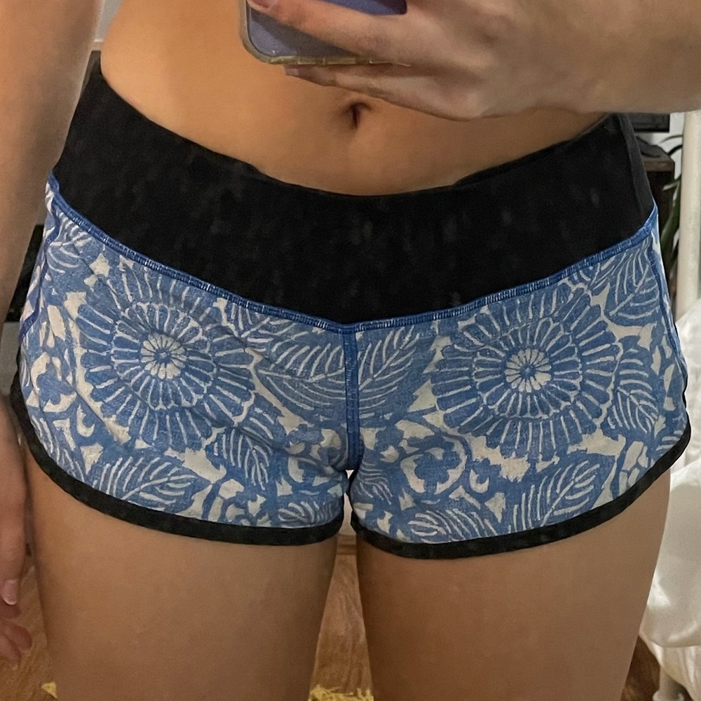 Lululemon blue and white shorts